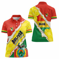 Bolivia Vamos La Verde Women Polo Shirt with Flag Colors and National Football Crest