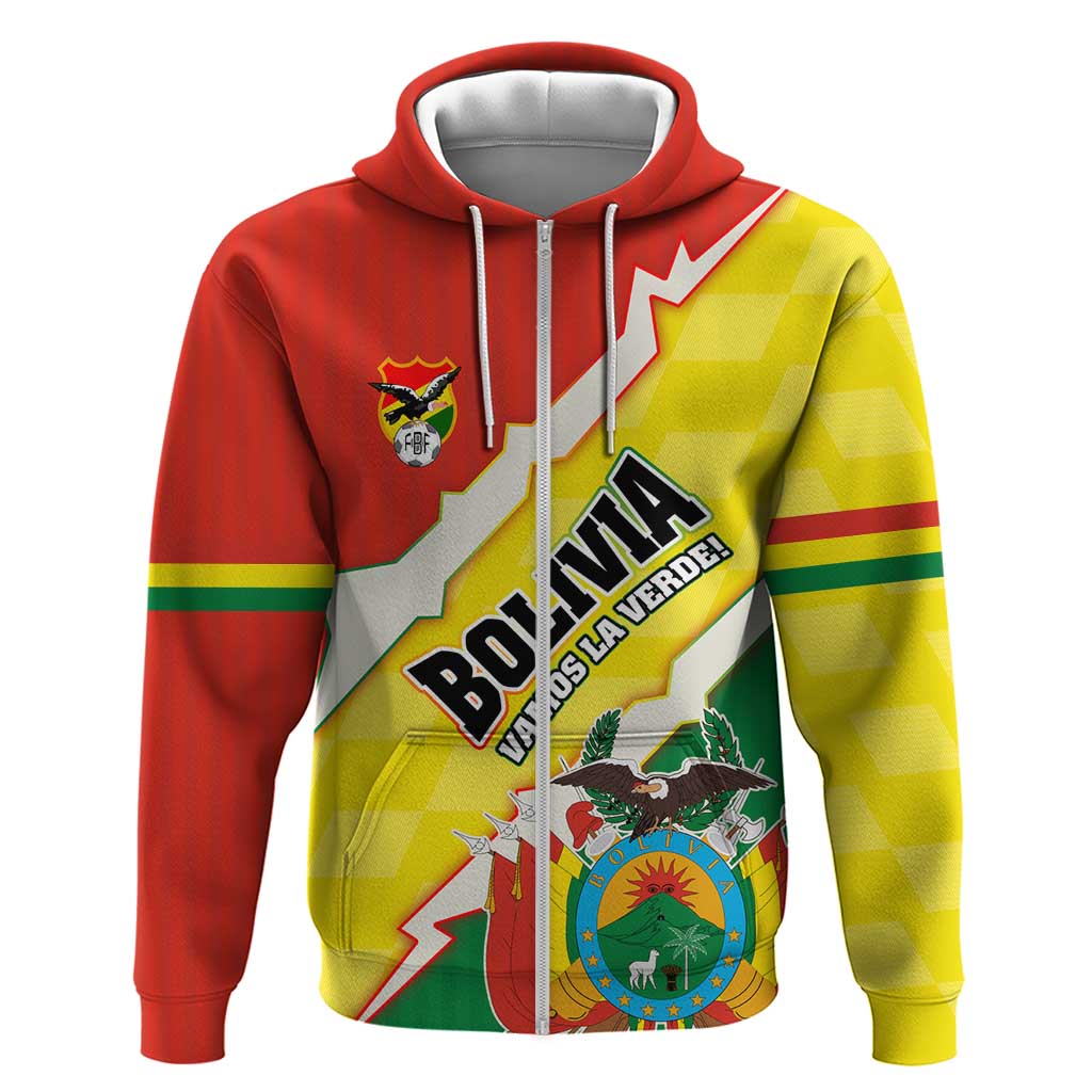 Bolivia Vamos La Verde Zip Hoodie with Flag Colors and National Football Crest