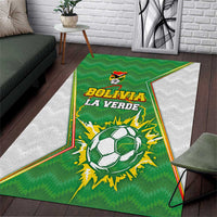 Bolivia La Verde Soccer Area Rug with Number and Flaming Ball Graphic