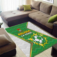 Bolivia La Verde Soccer Area Rug with Number and Flaming Ball Graphic
