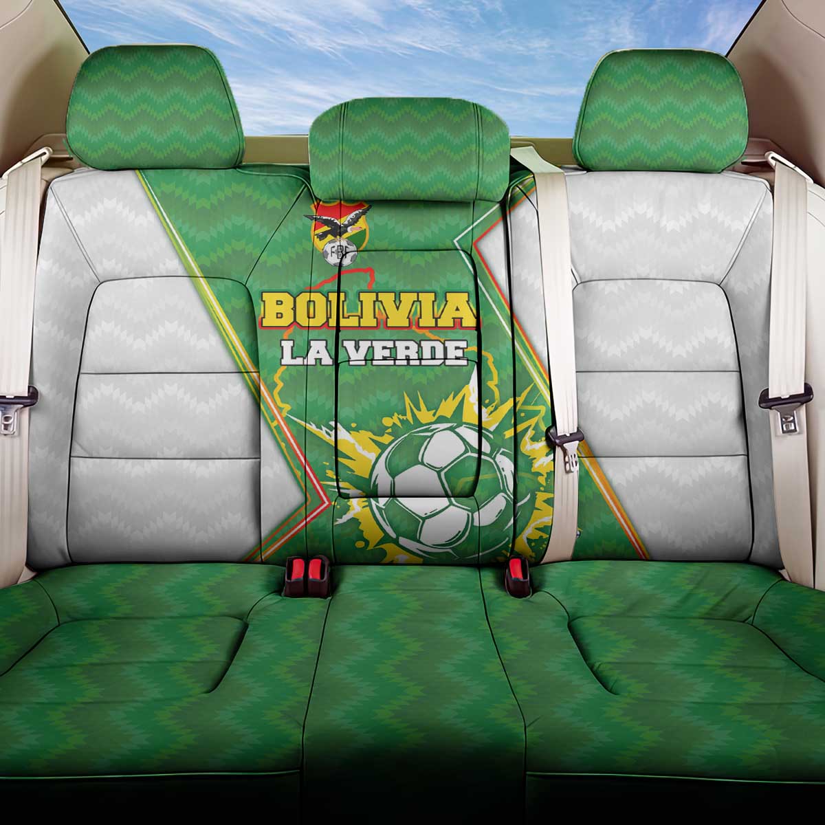 Bolivia La Verde Soccer Back Car Seat Cover with Number and Flaming Ball Graphic
