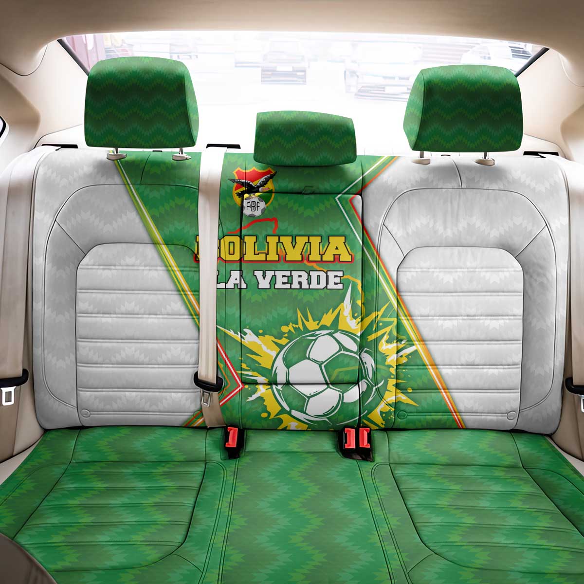 Bolivia La Verde Soccer Back Car Seat Cover with Number and Flaming Ball Graphic