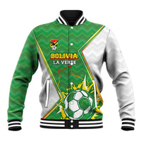 Personalized Bolivia La Verde Soccer Baseball Jacket with Number and Flaming Ball Graphic