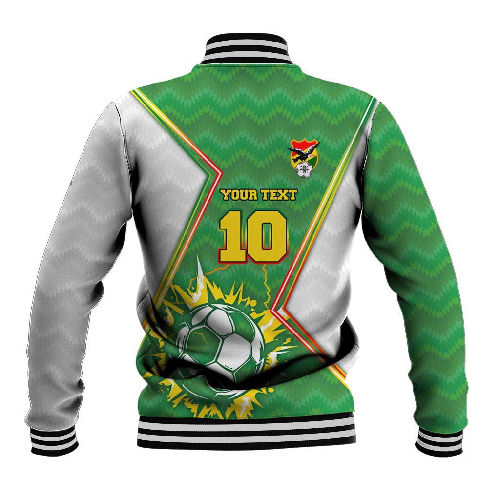 Personalized Bolivia La Verde Soccer Baseball Jacket with Number and Flaming Ball Graphic TS04
