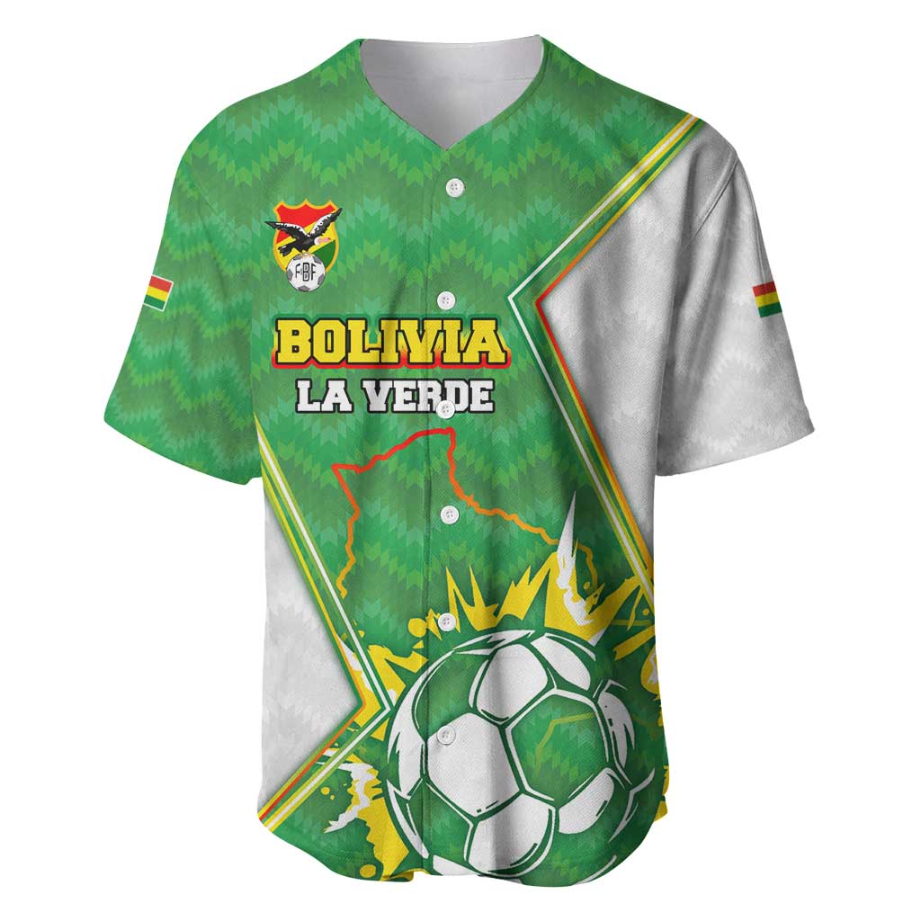Personalized Bolivia La Verde Soccer Baseball Jersey with Number and Flaming Ball Graphic
