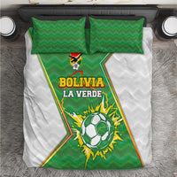 Bolivia La Verde Soccer Bedding Set with Number and Flaming Ball Graphic