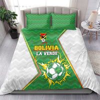 Bolivia La Verde Soccer Bedding Set with Number and Flaming Ball Graphic