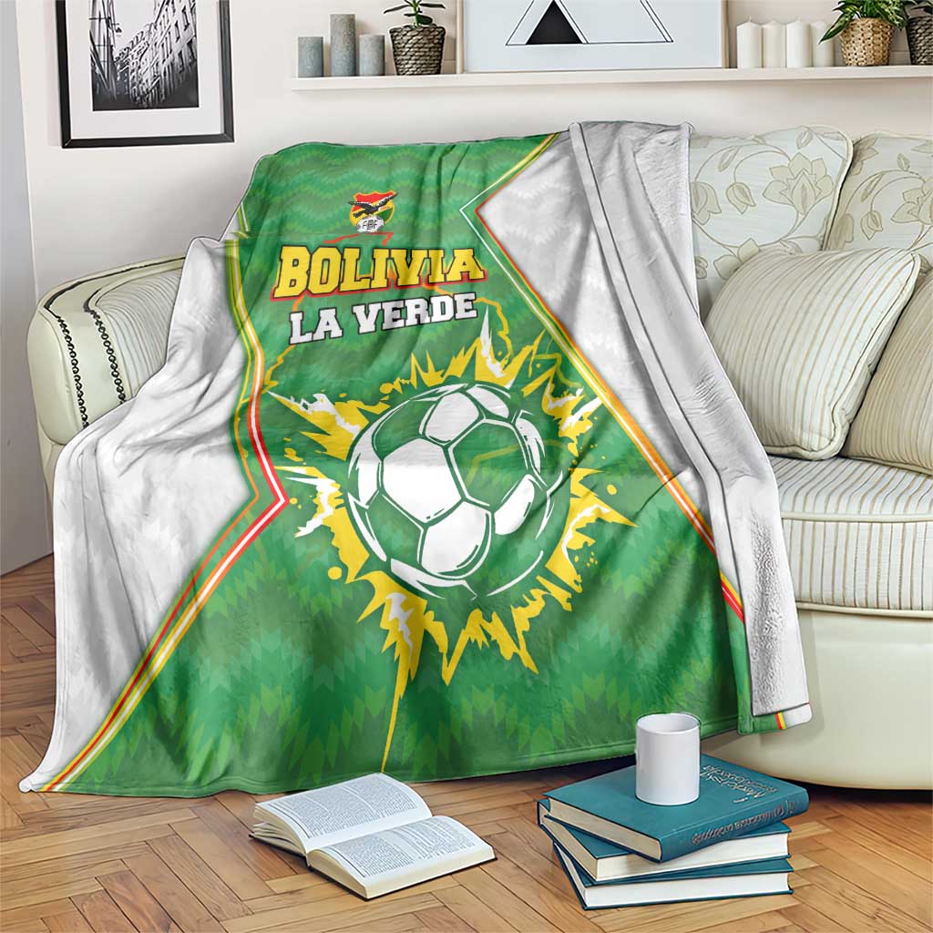 Bolivia La Verde Soccer Blanket with Number and Flaming Ball Graphic