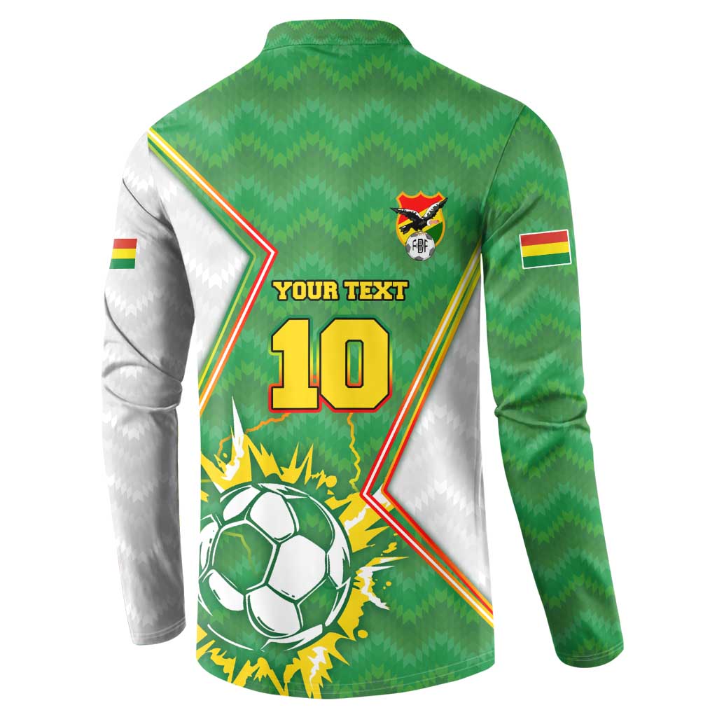 Personalized Bolivia La Verde Soccer Button Sweatshirt with Number and Flaming Ball Graphic TS04