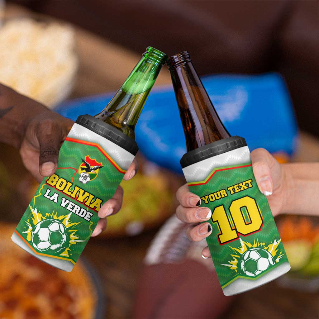 Bolivia La Verde Soccer 4 in 1 Can Cooler Tumbler with Number and Flaming Ball Graphic TS04