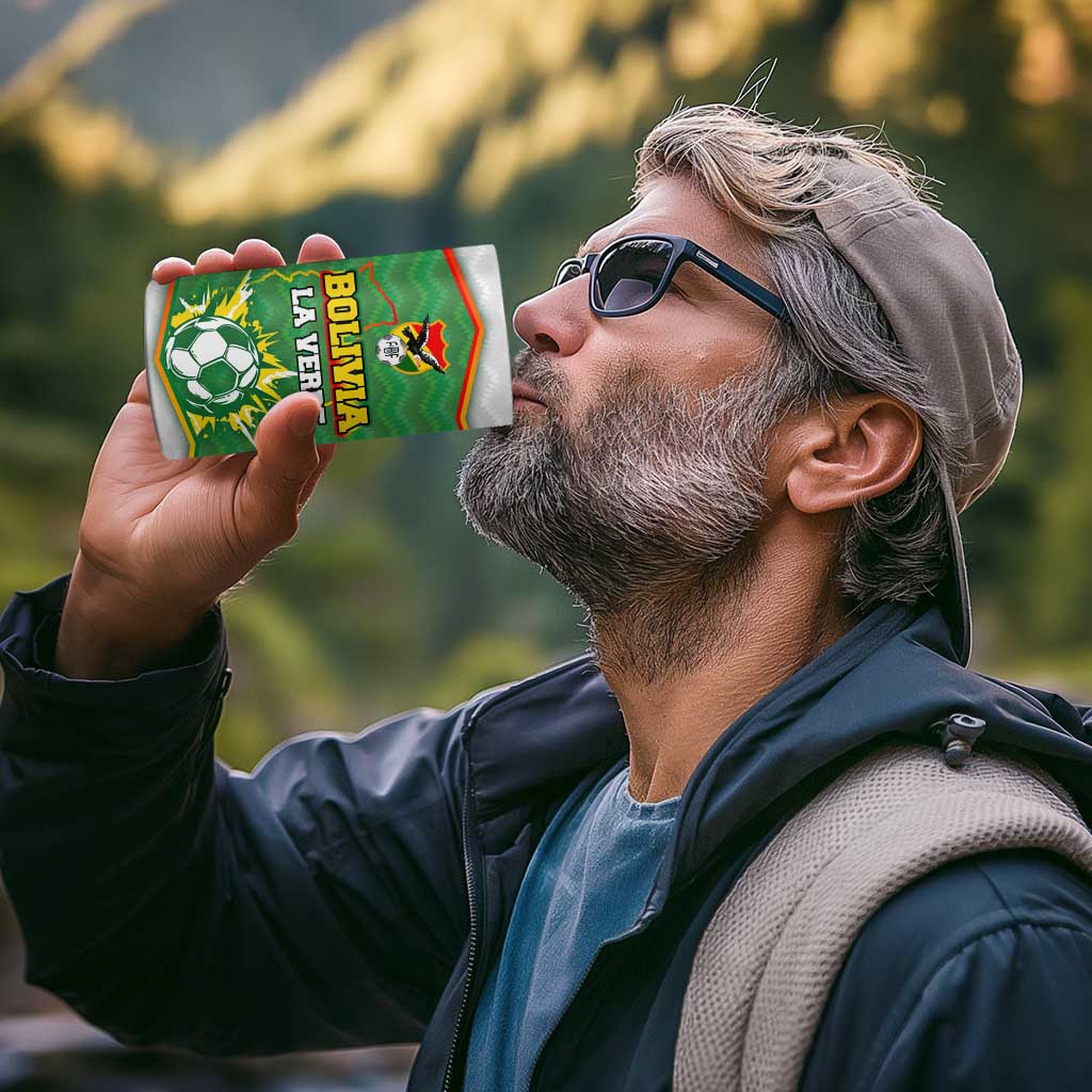 Bolivia La Verde Soccer 4 in 1 Can Cooler Tumbler with Number and Flaming Ball Graphic TS04