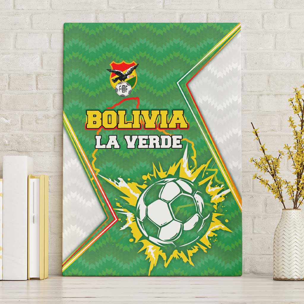 Bolivia La Verde Soccer Canvas Wall Art with Number and Flaming Ball Graphic
