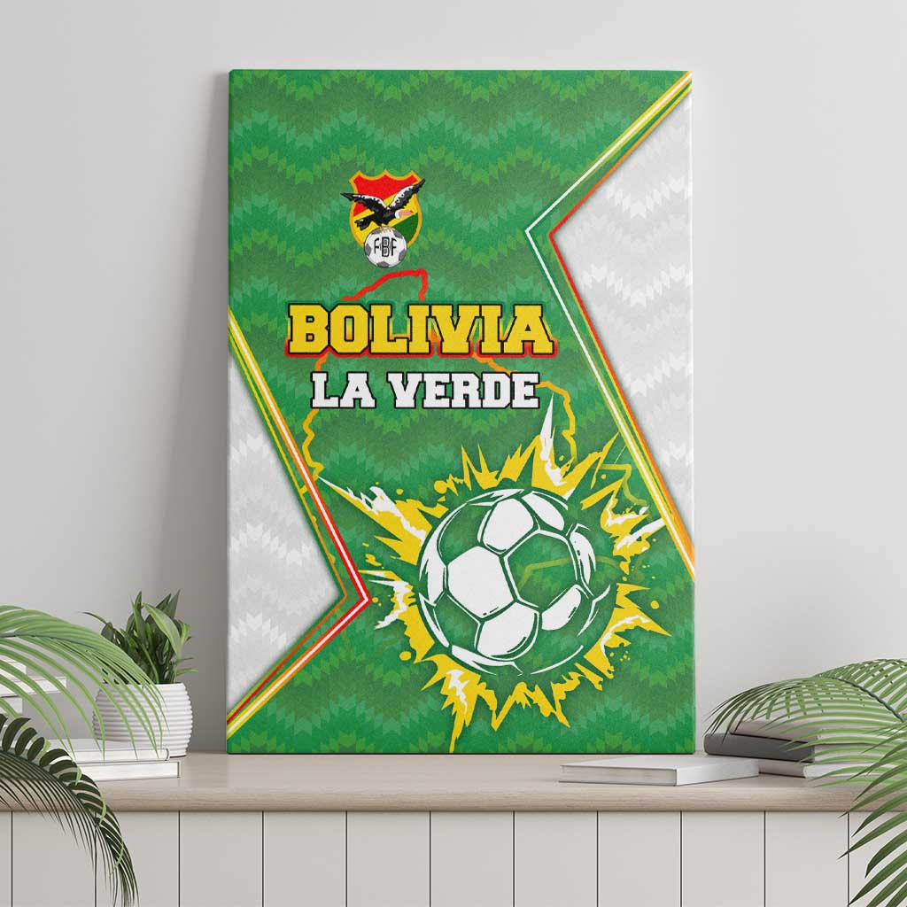 Bolivia La Verde Soccer Canvas Wall Art with Number and Flaming Ball Graphic