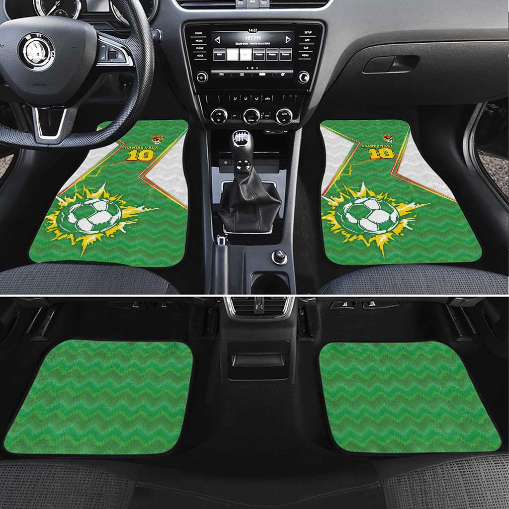 Bolivia La Verde Soccer Car Mats with Number and Flaming Ball Graphic