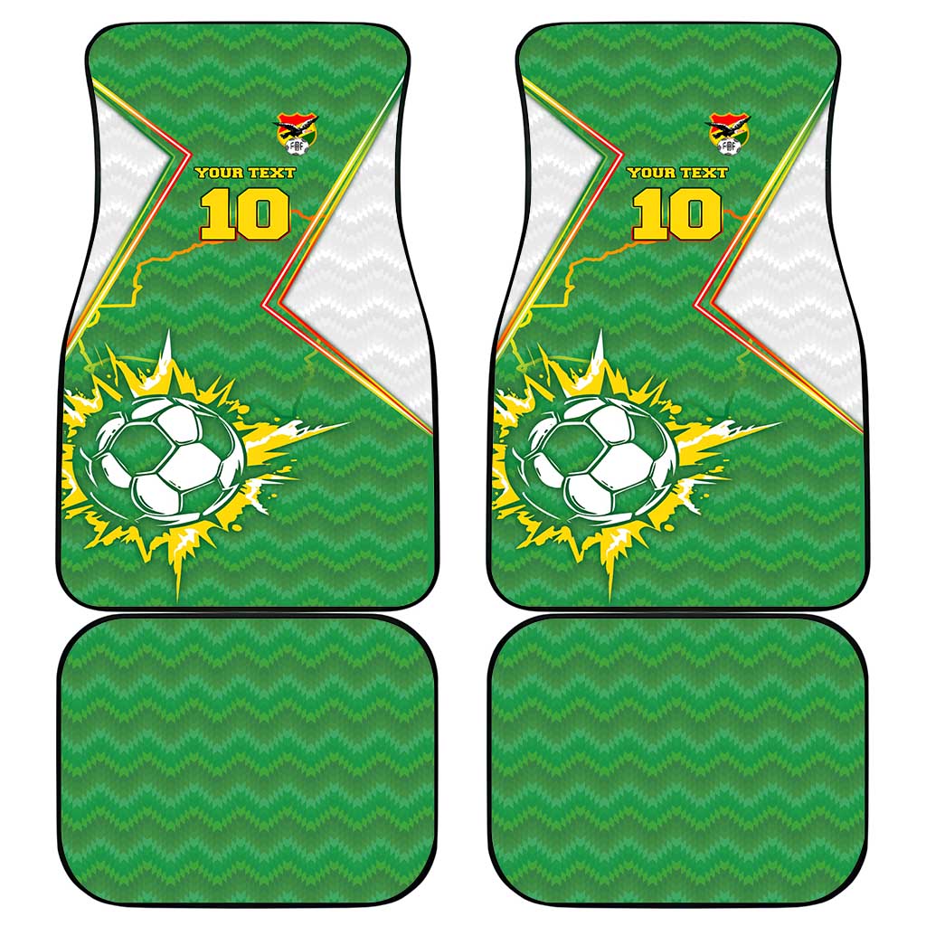 Bolivia La Verde Soccer Car Mats with Number and Flaming Ball Graphic TS04
