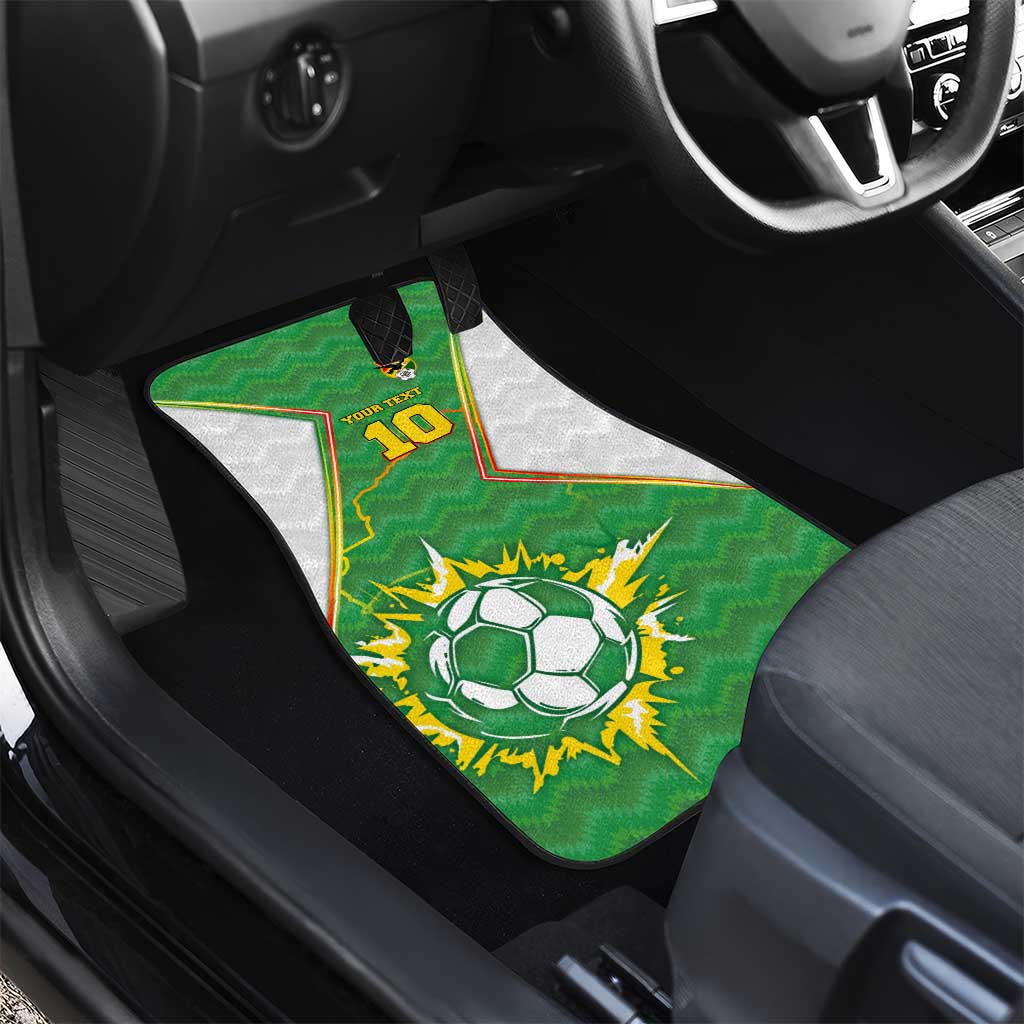Bolivia La Verde Soccer Car Mats with Number and Flaming Ball Graphic TS04