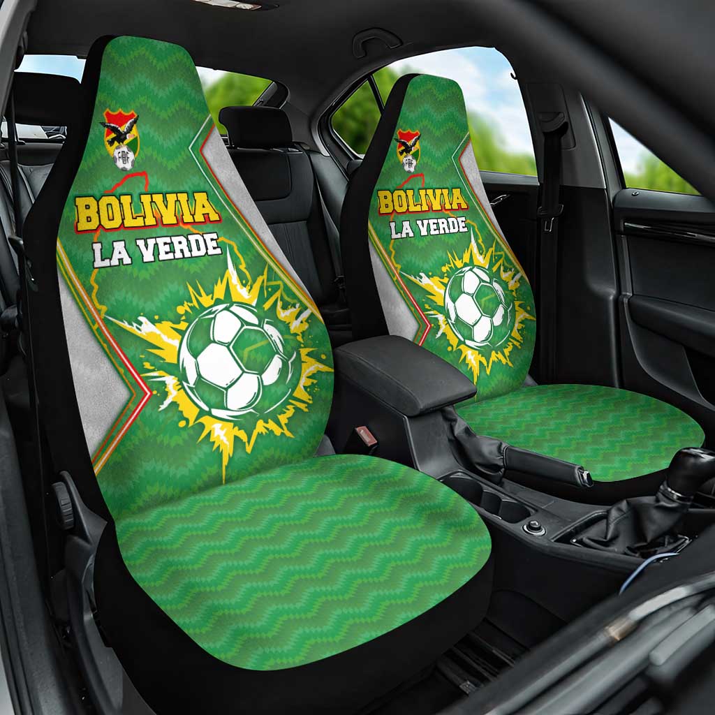 Bolivia La Verde Soccer Car Seat Cover with Number and Flaming Ball Graphic