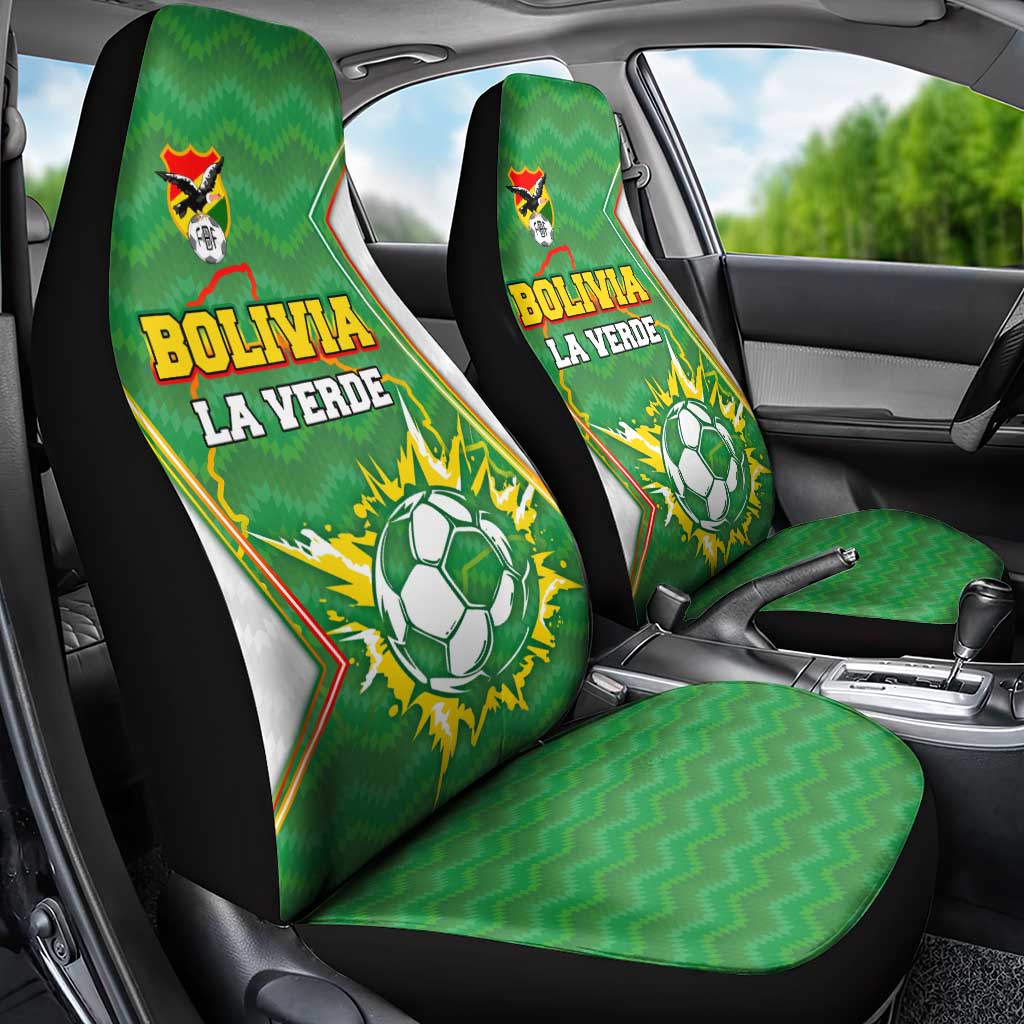 Bolivia La Verde Soccer Car Seat Cover with Number and Flaming Ball Graphic