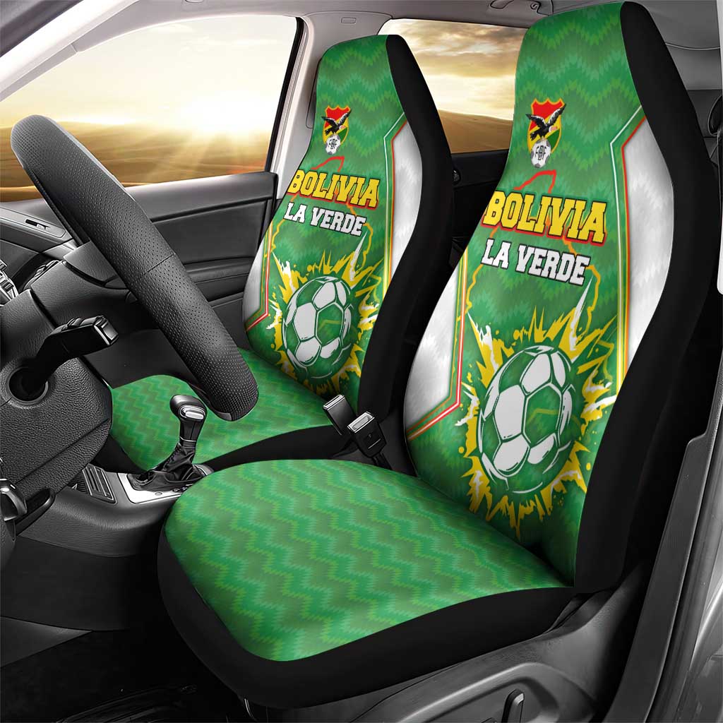 Bolivia La Verde Soccer Car Seat Cover with Number and Flaming Ball Graphic