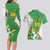 Personalized Bolivia La Verde Soccer Couples Matching Long Sleeve Bodycon Dress and Hawaiian Shirt with Number and Flaming Ball Graphic