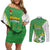 Personalized Bolivia La Verde Soccer Couples Matching Off Shoulder Short Dress and Long Sleeve Button Shirt with Number and Flaming Ball Graphic
