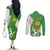 Personalized Bolivia La Verde Soccer Couples Matching Off The Shoulder Long Sleeve Dress and Long Sleeve Button Shirt with Number and Flaming Ball Graphic