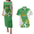 Personalized Bolivia La Verde Soccer Couples Matching Puletasi and Hawaiian Shirt with Number and Flaming Ball Graphic