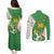 Personalized Bolivia La Verde Soccer Couples Matching Puletasi and Long Sleeve Button Shirt with Number and Flaming Ball Graphic