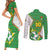 Personalized Bolivia La Verde Soccer Couples Matching Short Sleeve Bodycon Dress and Long Sleeve Button Shirt with Number and Flaming Ball Graphic