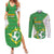Personalized Bolivia La Verde Soccer Couples Matching Summer Maxi Dress and Long Sleeve Button Shirt with Number and Flaming Ball Graphic