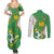 Personalized Bolivia La Verde Soccer Couples Matching Summer Maxi Dress and Long Sleeve Button Shirt with Number and Flaming Ball Graphic