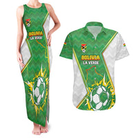 Personalized Bolivia La Verde Soccer Couples Matching Tank Maxi Dress and Hawaiian Shirt with Number and Flaming Ball Graphic