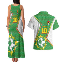 Personalized Bolivia La Verde Soccer Couples Matching Tank Maxi Dress and Hawaiian Shirt with Number and Flaming Ball Graphic TS04