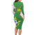Personalized Bolivia La Verde Soccer Family Matching Long Sleeve Bodycon Dress and Hawaiian Shirt with Number and Flaming Ball Graphic