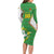 Personalized Bolivia La Verde Soccer Family Matching Long Sleeve Bodycon Dress and Hawaiian Shirt with Number and Flaming Ball Graphic TS04