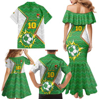 Personalized Bolivia La Verde Soccer Family Matching Mermaid Dress and Hawaiian Shirt with Number and Flaming Ball Graphic TS04