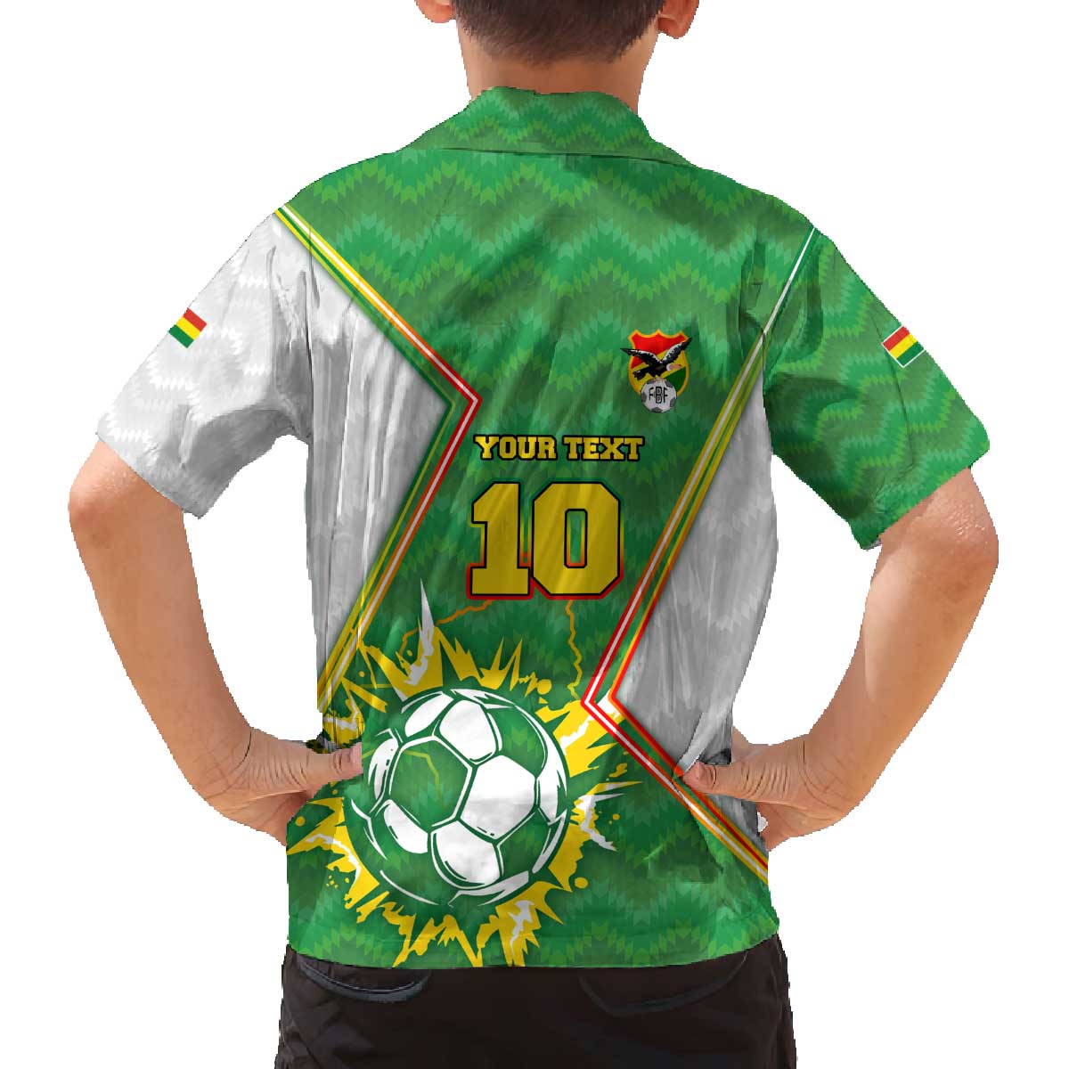 Personalized Bolivia La Verde Soccer Family Matching Off The Shoulder Long Sleeve Dress and Hawaiian Shirt with Number and Flaming Ball Graphic TS04