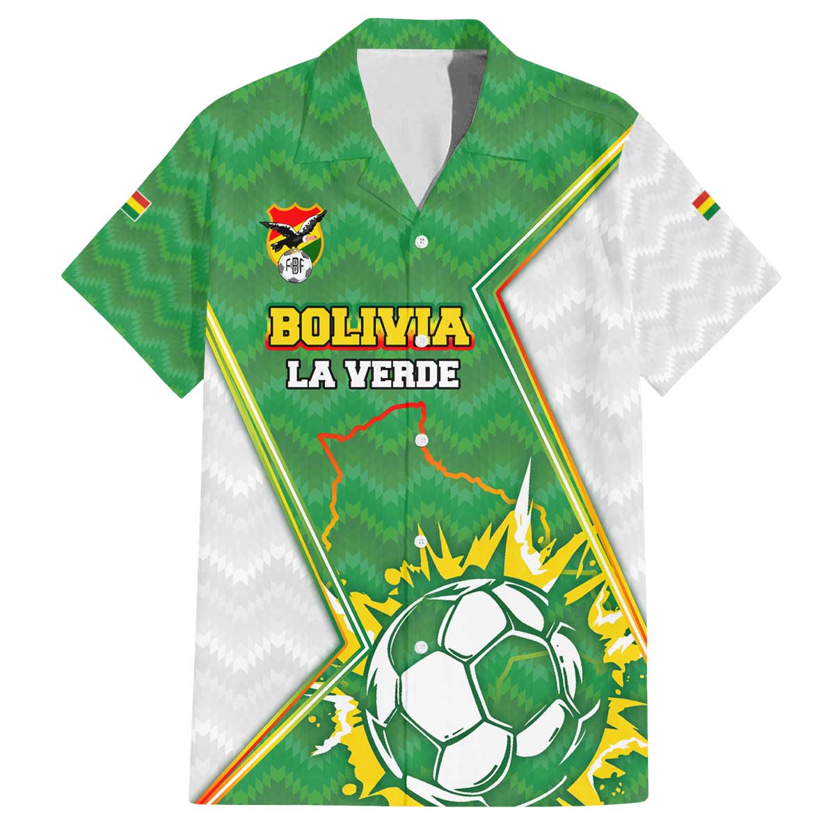 Personalized Bolivia La Verde Soccer Family Matching Off The Shoulder Long Sleeve Dress and Hawaiian Shirt with Number and Flaming Ball Graphic