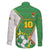 Personalized Bolivia La Verde Soccer Family Matching Off The Shoulder Long Sleeve Dress and Hawaiian Shirt with Number and Flaming Ball Graphic