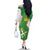 Personalized Bolivia La Verde Soccer Family Matching Off The Shoulder Long Sleeve Dress and Hawaiian Shirt with Number and Flaming Ball Graphic
