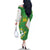 Personalized Bolivia La Verde Soccer Family Matching Off The Shoulder Long Sleeve Dress and Hawaiian Shirt with Number and Flaming Ball Graphic TS04