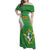 Personalized Bolivia La Verde Soccer Family Matching Off Shoulder Maxi Dress and Hawaiian Shirt with Number and Flaming Ball Graphic