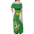 Personalized Bolivia La Verde Soccer Family Matching Off Shoulder Maxi Dress and Hawaiian Shirt with Number and Flaming Ball Graphic TS04
