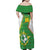 Personalized Bolivia La Verde Soccer Family Matching Off Shoulder Maxi Dress and Hawaiian Shirt with Number and Flaming Ball Graphic
