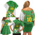 Personalized Bolivia La Verde Soccer Family Matching Off Shoulder Short Dress and Hawaiian Shirt with Number and Flaming Ball Graphic