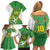 Personalized Bolivia La Verde Soccer Family Matching Off Shoulder Short Dress and Hawaiian Shirt with Number and Flaming Ball Graphic TS04