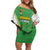 Personalized Bolivia La Verde Soccer Family Matching Off Shoulder Short Dress and Hawaiian Shirt with Number and Flaming Ball Graphic