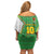 Personalized Bolivia La Verde Soccer Family Matching Off Shoulder Short Dress and Hawaiian Shirt with Number and Flaming Ball Graphic