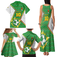 Personalized Bolivia La Verde Soccer Family Matching Tank Maxi Dress and Hawaiian Shirt with Number and Flaming Ball Graphic TS04