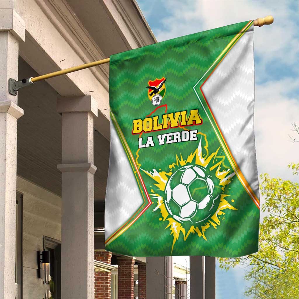 Bolivia La Verde Soccer Garden Flag with Number and Flaming Ball Graphic